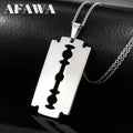 Hiphop Razor Blade Pendant Necklace Men Stainless Steel Male Knife Razorblade Shaver Shape Chain Jewelry N443S01