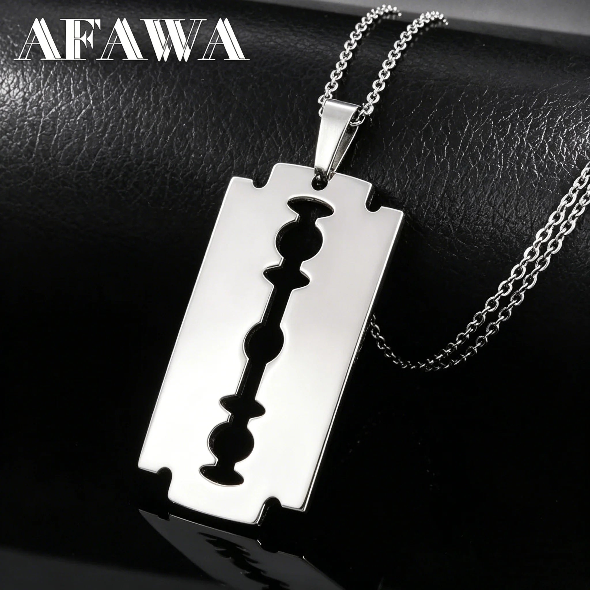 Hiphop Razor Blade Pendant Necklace Men Stainless Steel Male Knife Razorblade Shaver Shape Chain Jewelry N443S01