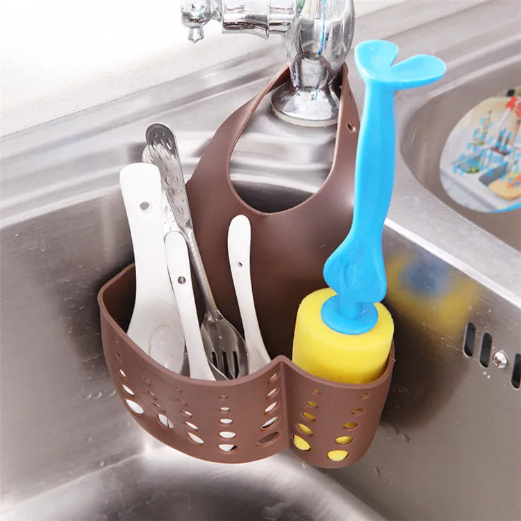 Kitchen Sink Holder Hanging Drain Basket Adjustable Soap Sponge Shelf Organizer Bathroom Faucet Holder Rack Kitchen Accessories