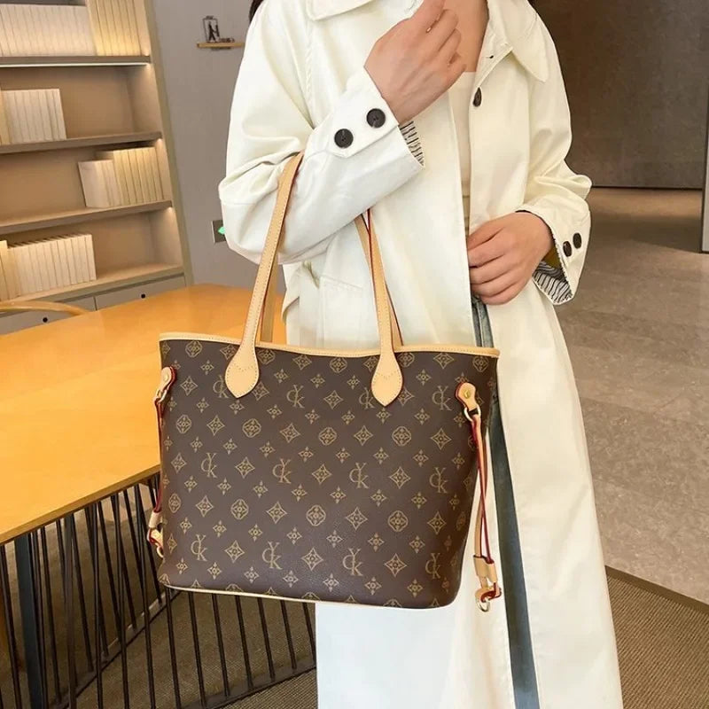Vintage Style Minimalist Diaper Bag Leather Tote For Women Stylish Crossbody Bag Unique Commuter Shopper Luxury