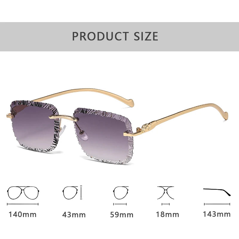 Fashion Luxury Brand Designer Sunglasses Women Men 2026 Leopard Rimless Vintage Elegant Shades Glasses Trendy Cute Sunglasses