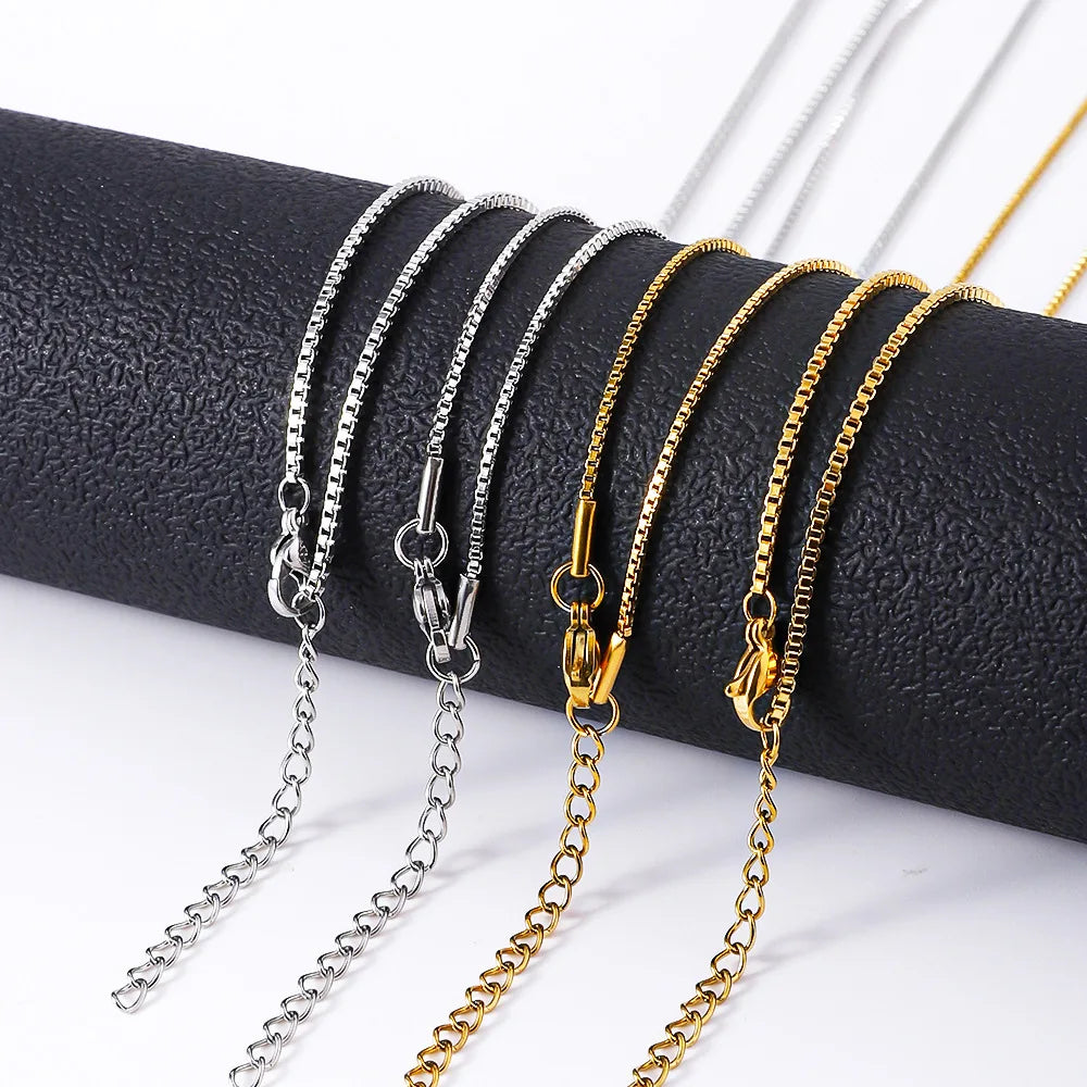 1.2mm Simple Stainless Steel Box Chain Necklace Gold Color Titanium Steel Men Necklace Fashion Women Jewelry Trend Accessorie